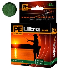 Плетеный шнур PE Ultra Light Dark Green 135м 0,10мм