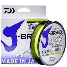 Плетеный шнур Daiwa J-Braid X4 Yellow 135м 0,17мм