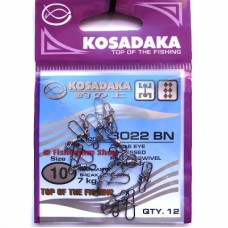 Вертлюг с застежкой Kosadaka 3022 №2 14кг (5шт)