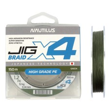 Плетеный шнур NAUTILUS Jig Braid X4 150м 22.6кг 0,26мм Green