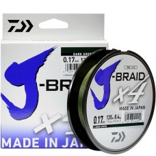 Плетеный шнур Daiwa J-Braid X4 Dark green 135м 0,17мм